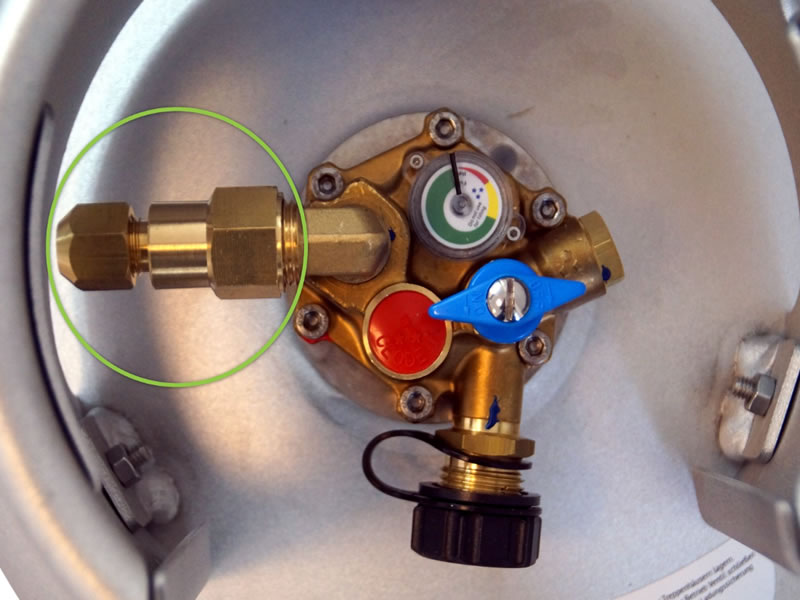 Filling adapter 3/4-16 UNF --> G1/4" (filler hose to 8 mm copper pipe)