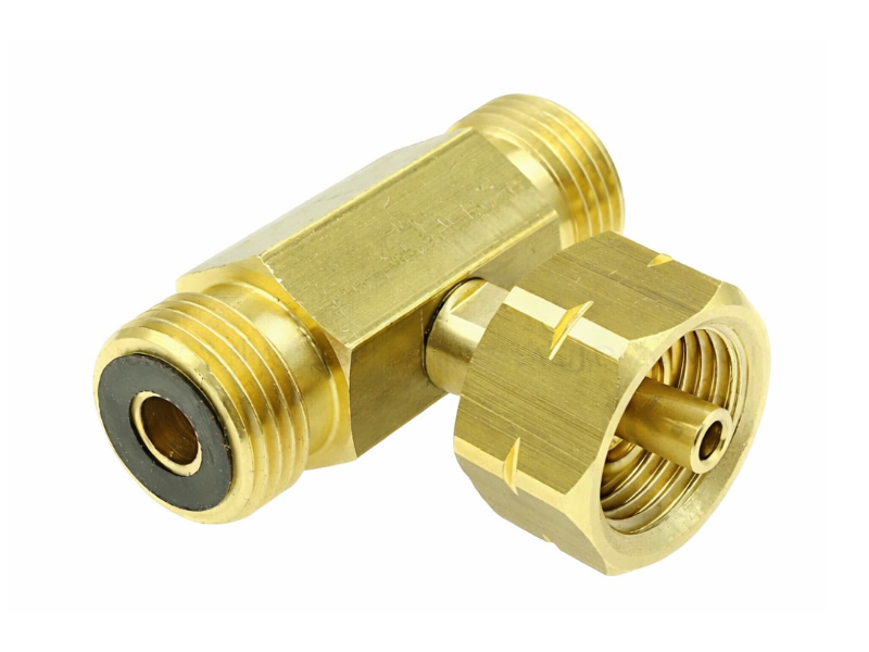 LPG Gas Cylinder Splitter W21.8 LH – Propane Bottle Tee Adapter with 2 Outlets