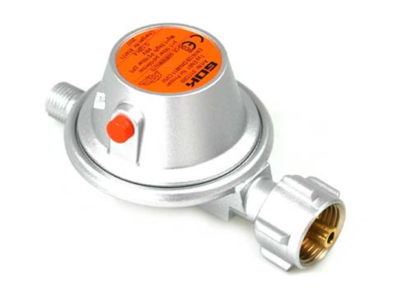 GOK low pressure regulator 50 mbar 1,5 kg/h - for small bottles incl. saftey valve