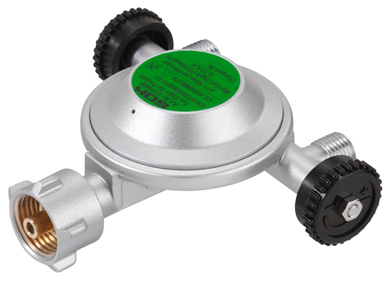 GOK low pressure regulator EN61 1 kg/h 29 mbar with 2 outlets