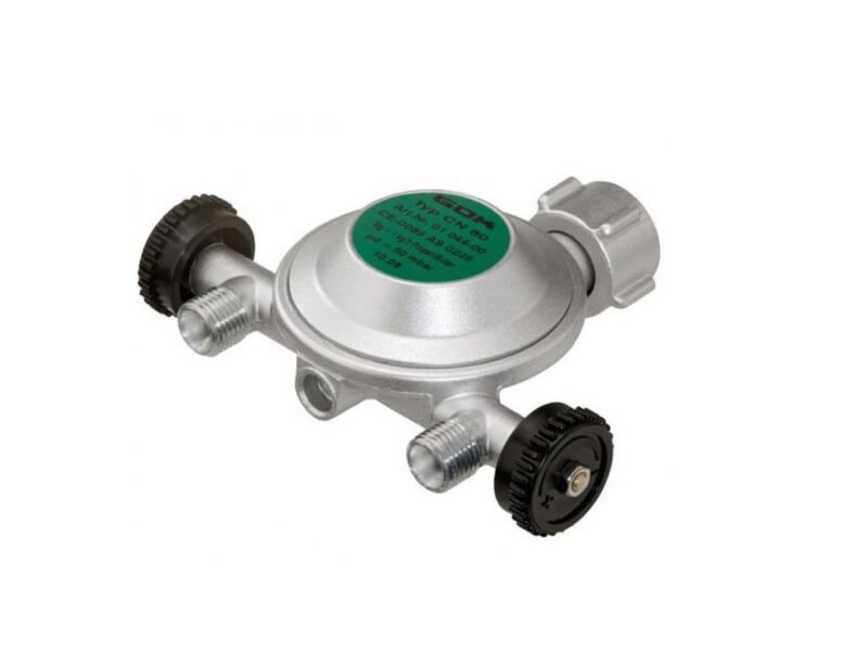GOK low pressure regulator EN61 1 kg/h 29 mbar with 2 outlets