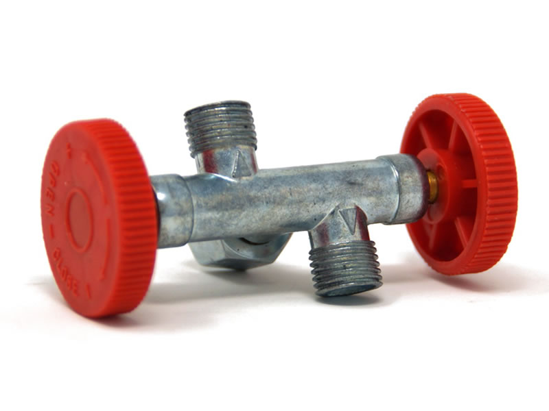 Two-way gas tap G 1/4 LH x 2 x G 1/4 LH