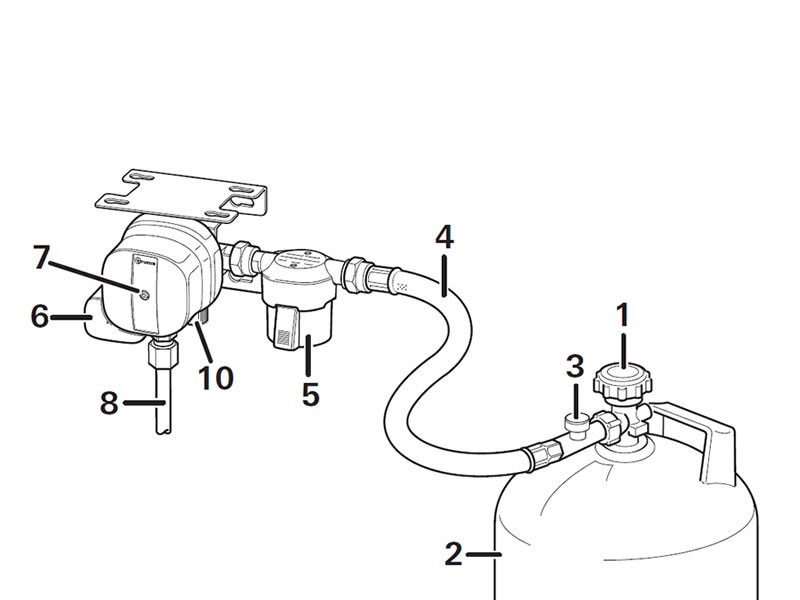Truma MonoControl CS gas pressure regulator vertical G.36 -> 10 or 8 mm