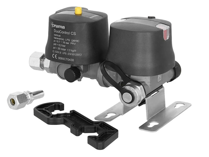 Truma DuoControl CS gas pressure regulator vertical 2 x G.36 -> 10 or 8 mm