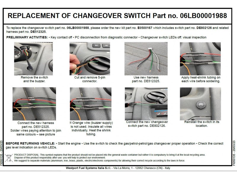 BRC switch DE802100 with 4-pole connection plug (conversion from 06LB00001988)